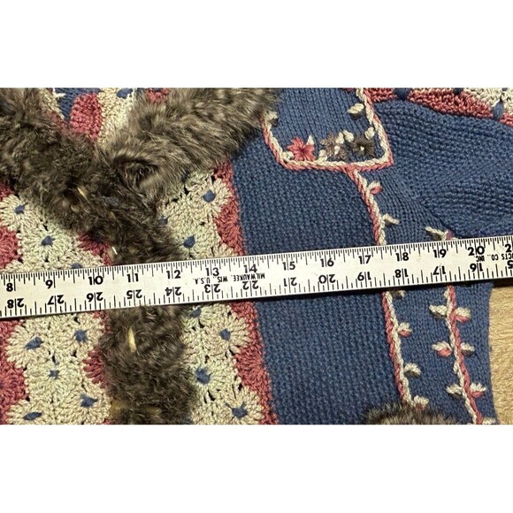 Roberta Frost Cardigan Sweater Alpaca Fur Trim Hand Knit‎ Small Cottagecore - Picture 7 of 8